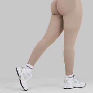 Ribbed High-Waist Leggings in Taupe — Sculpting Fit